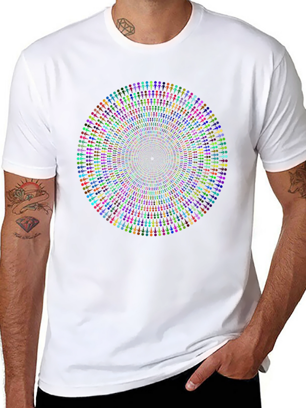 Vibrant Mandala People Black T-Shirt
