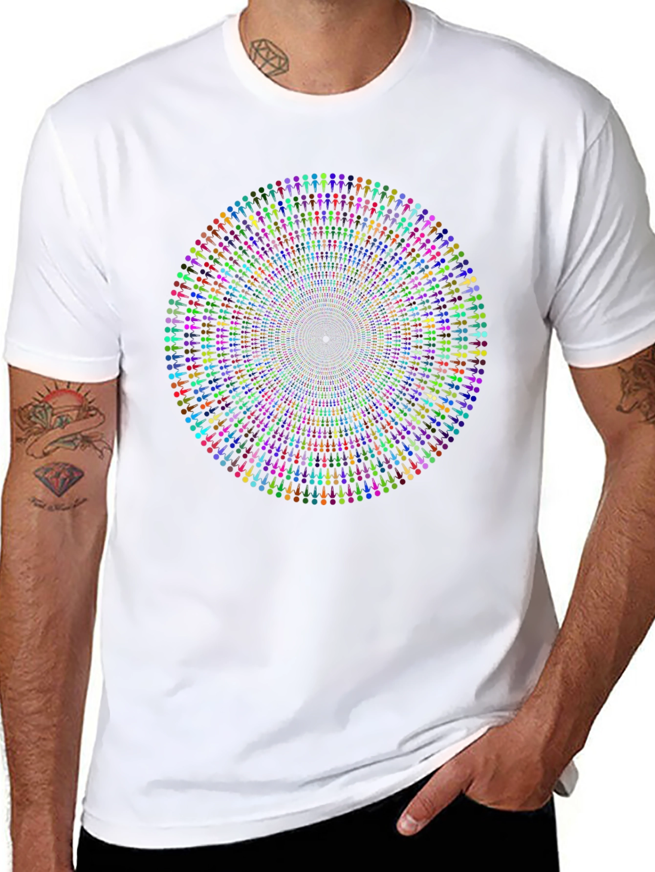 Vibrant Mandala People Black T-Shirt