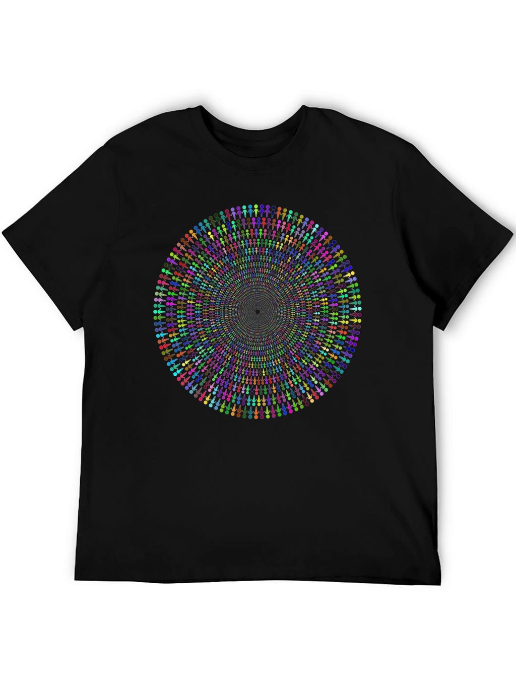Vibrant Mandala People Black T-Shirt