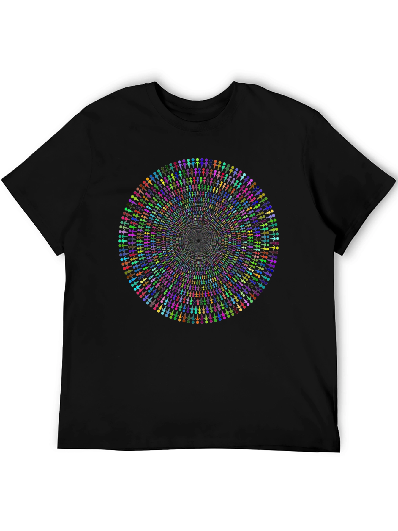 Vibrant Mandala People Black T-Shirt