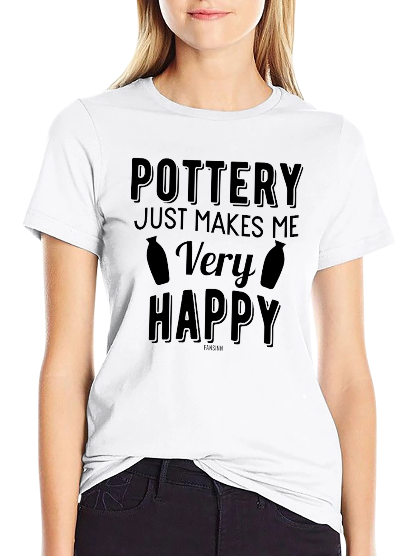 Pottery Makes Me Very Happy Black T-Shirt