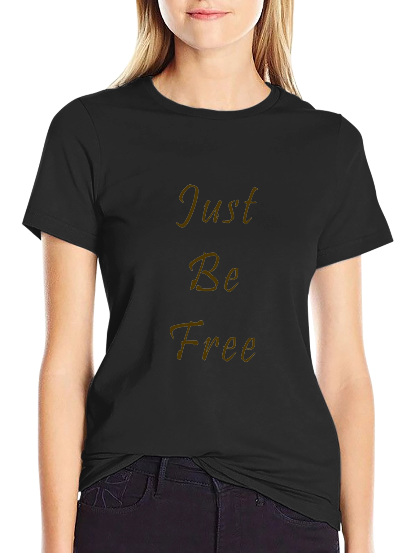 Just Be Free Black Graphic T-Shirt