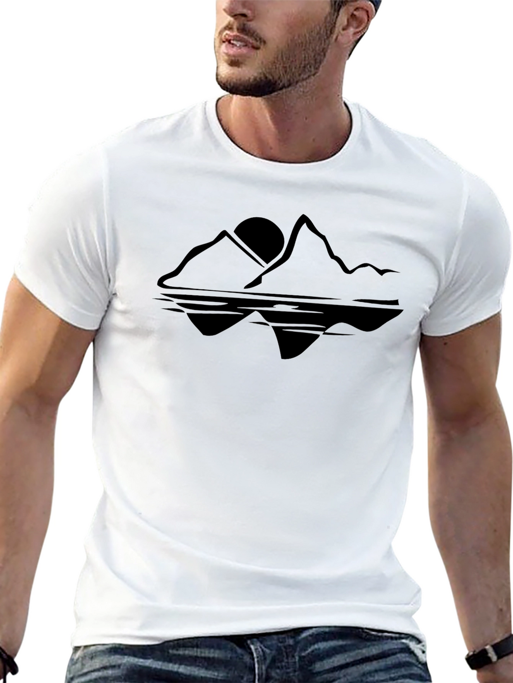 Mountain Reflection Graphic Tee - Mens Black Shirt