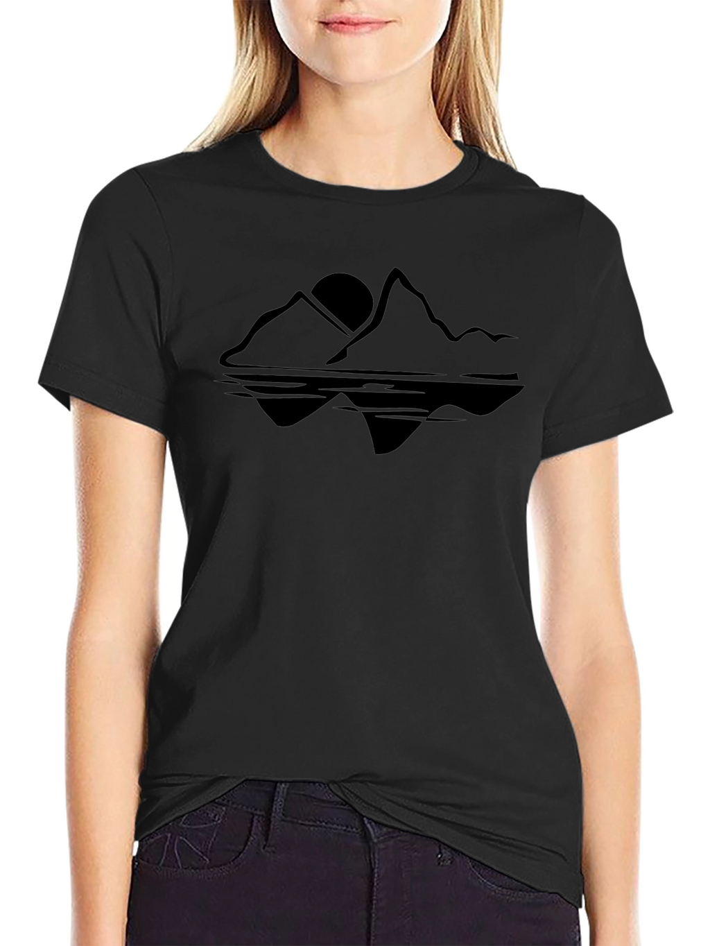 Mountain Reflection Graphic Tee - Mens Black Shirt