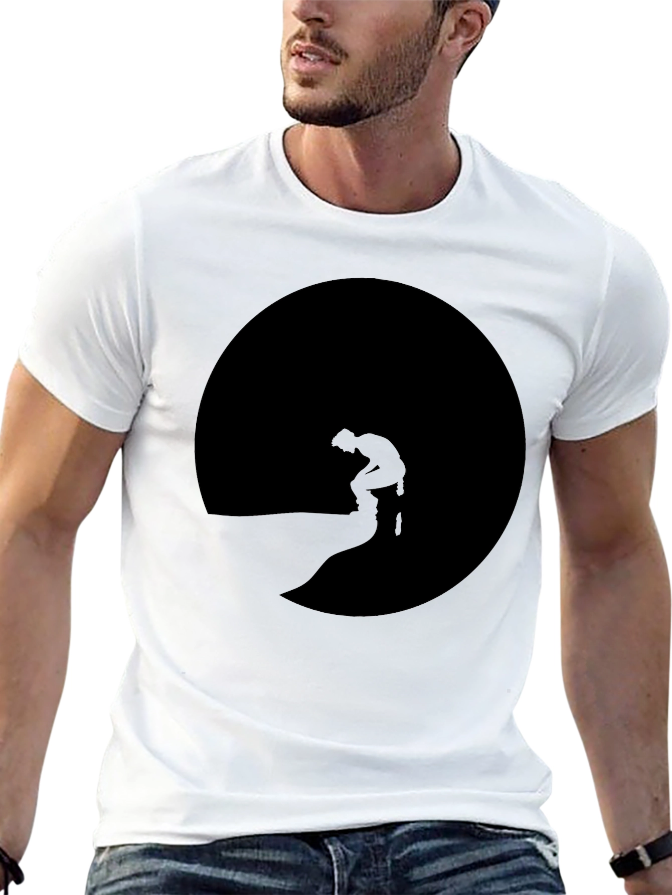 Mans Black T-Shirt with Silhouette Graphic