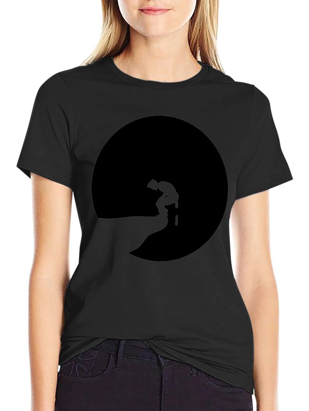 Mans Black T-Shirt with Silhouette Graphic