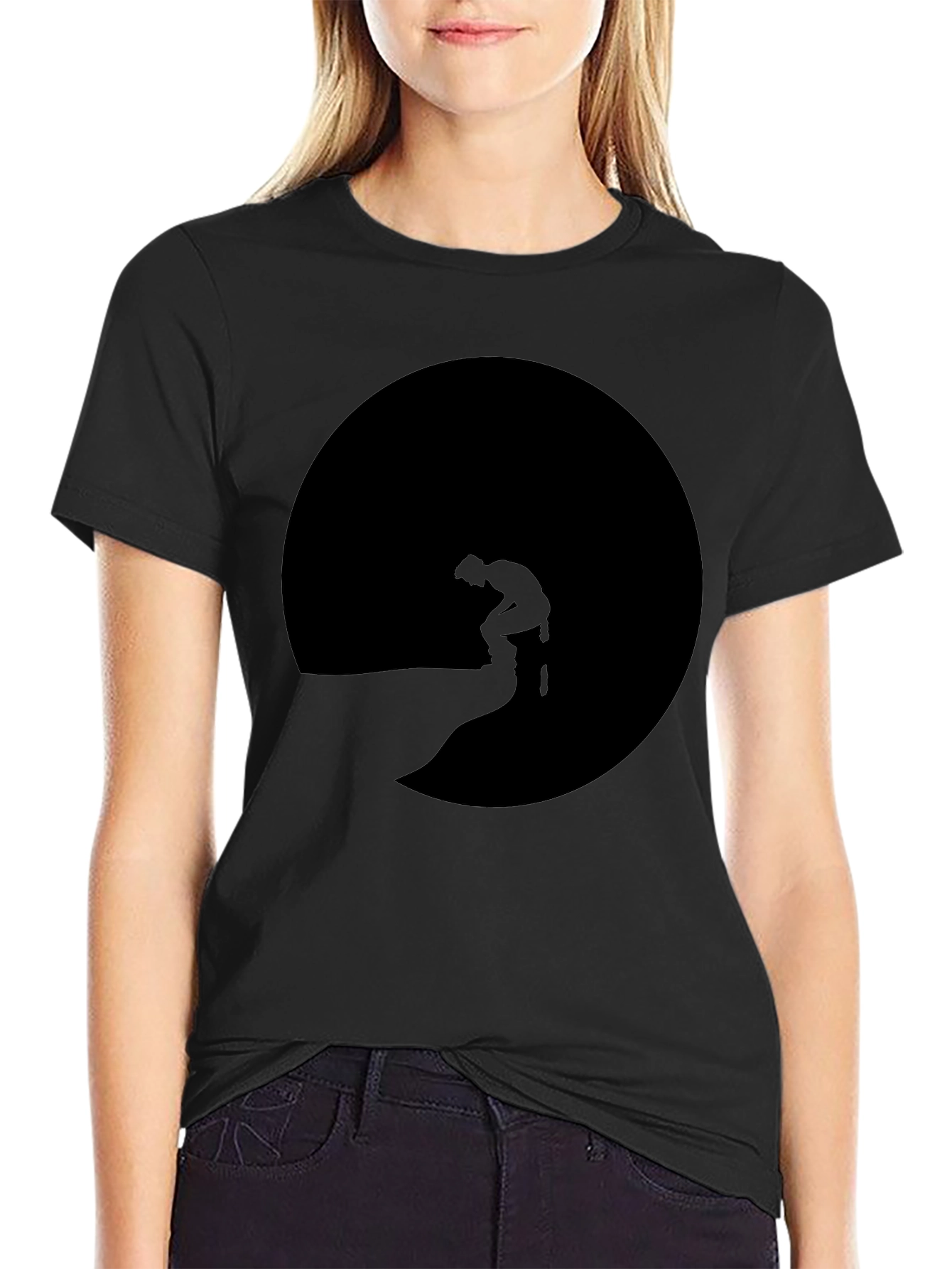 Mans Black T-Shirt with Silhouette Graphic