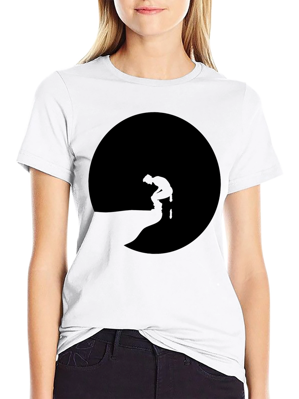 Mans Black T-Shirt with Silhouette Graphic