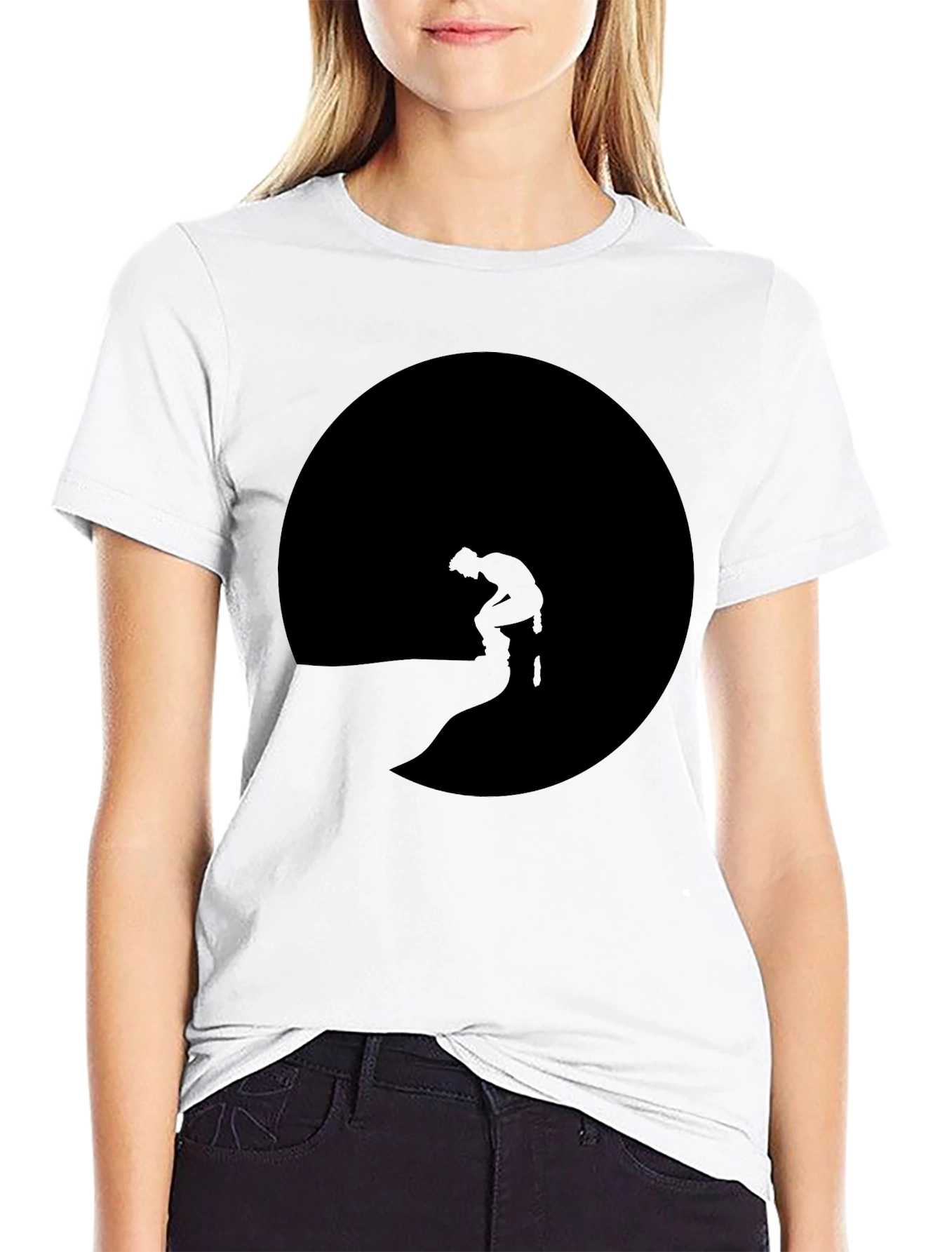Mans Black T-Shirt with Silhouette Graphic