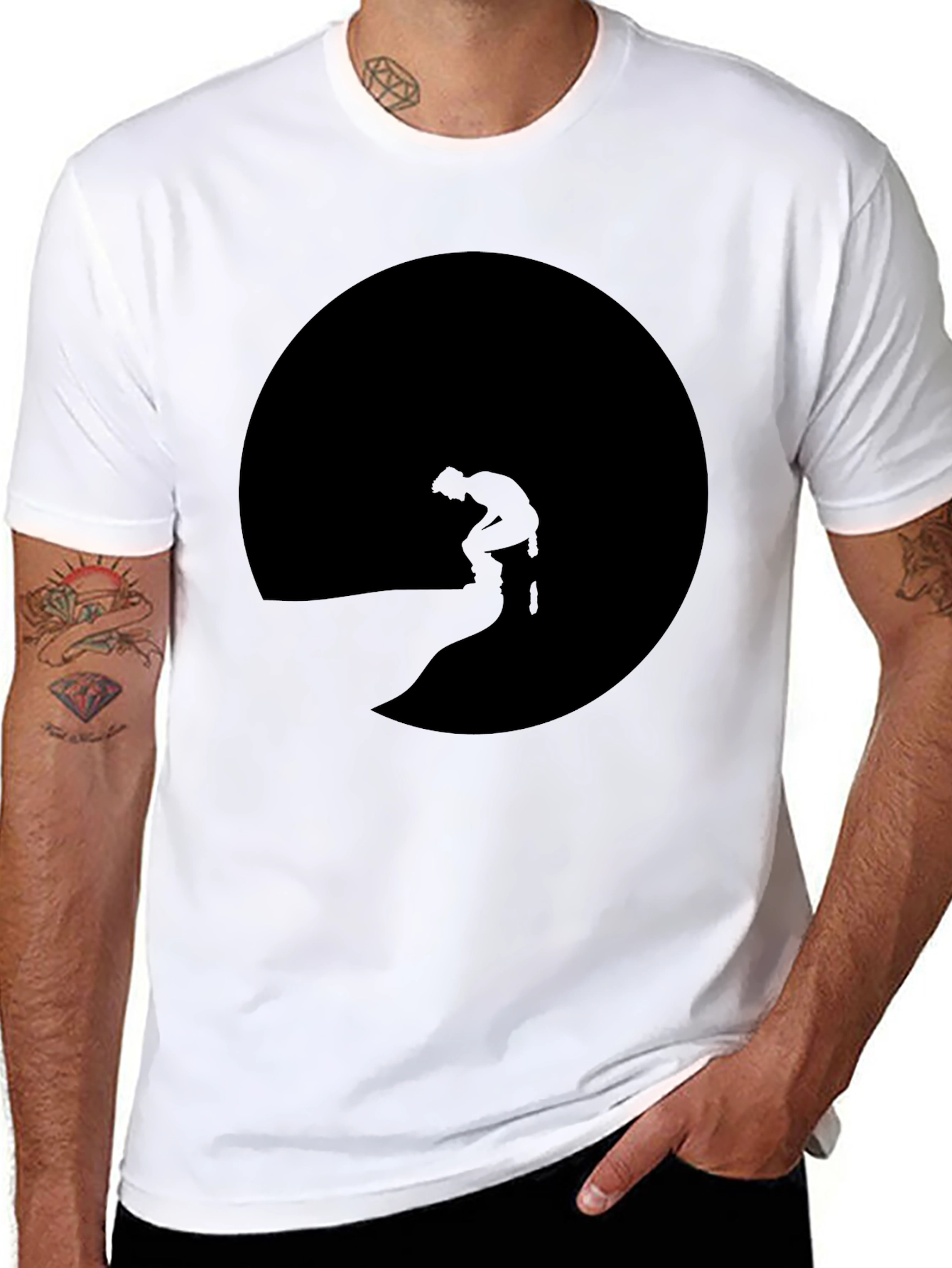 Mans Black T-Shirt with Silhouette Graphic