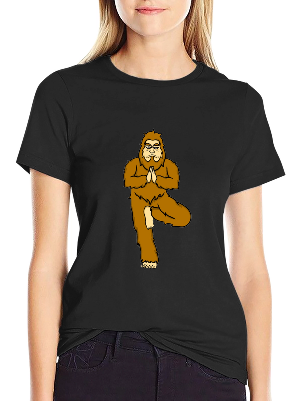 Yoga Bigfoot Black T-Shirt - Novelty Tee