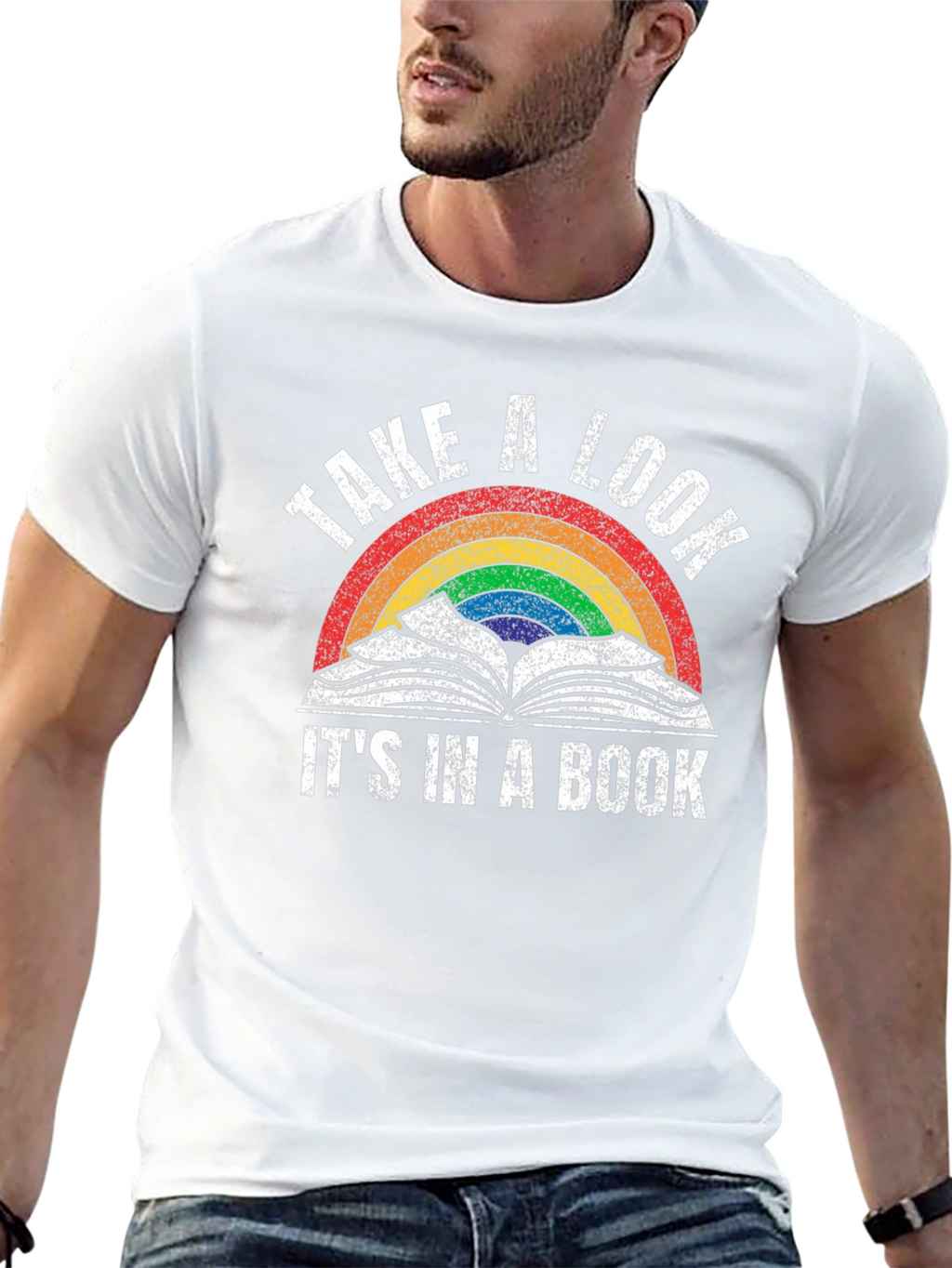 Take a Look T-Shirt - Book Rainbow Design