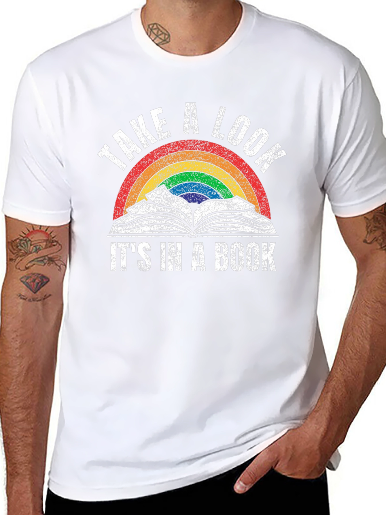 Take a Look T-Shirt - Book Rainbow Design