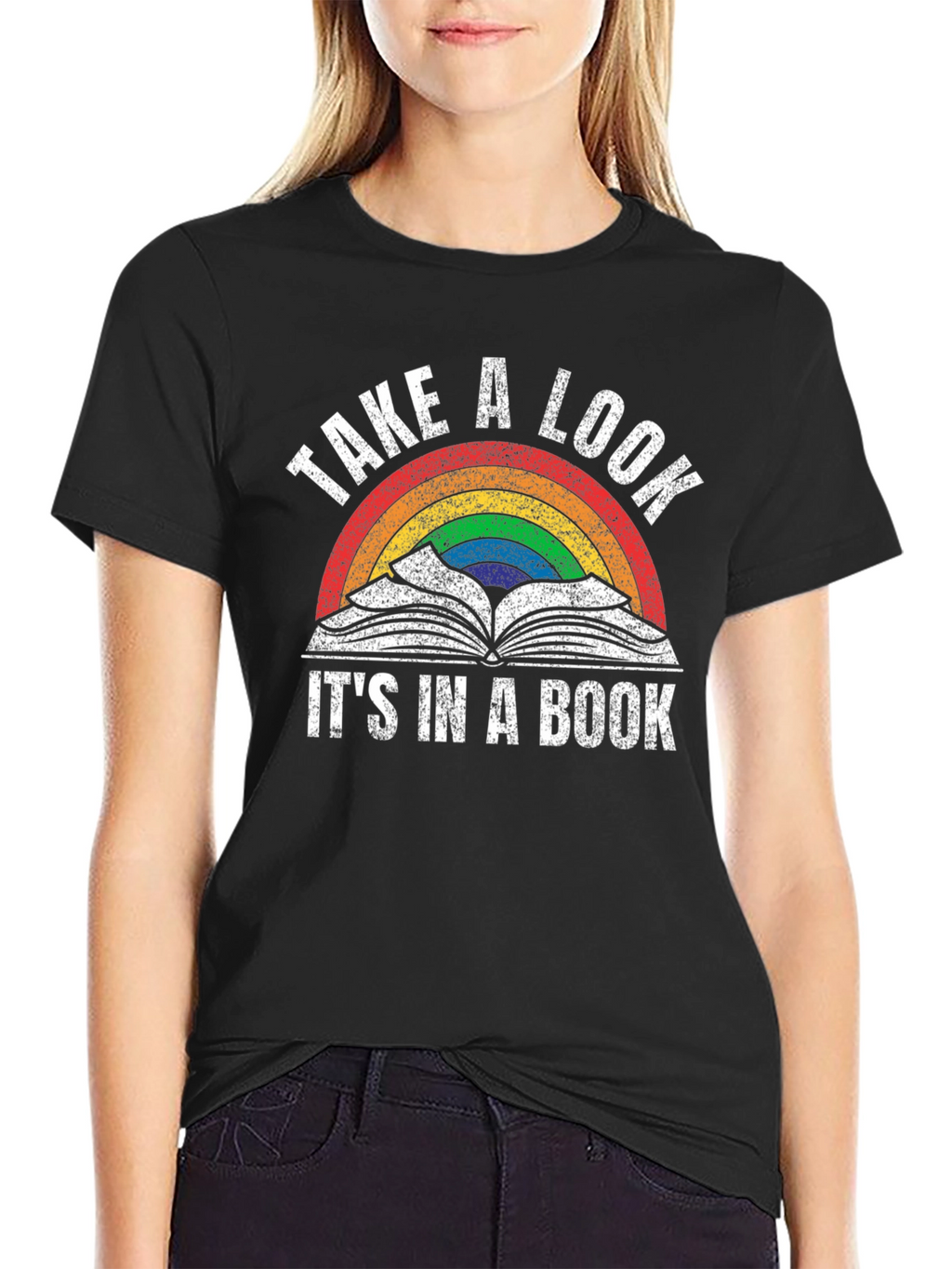 Take a Look T-Shirt - Book Rainbow Design