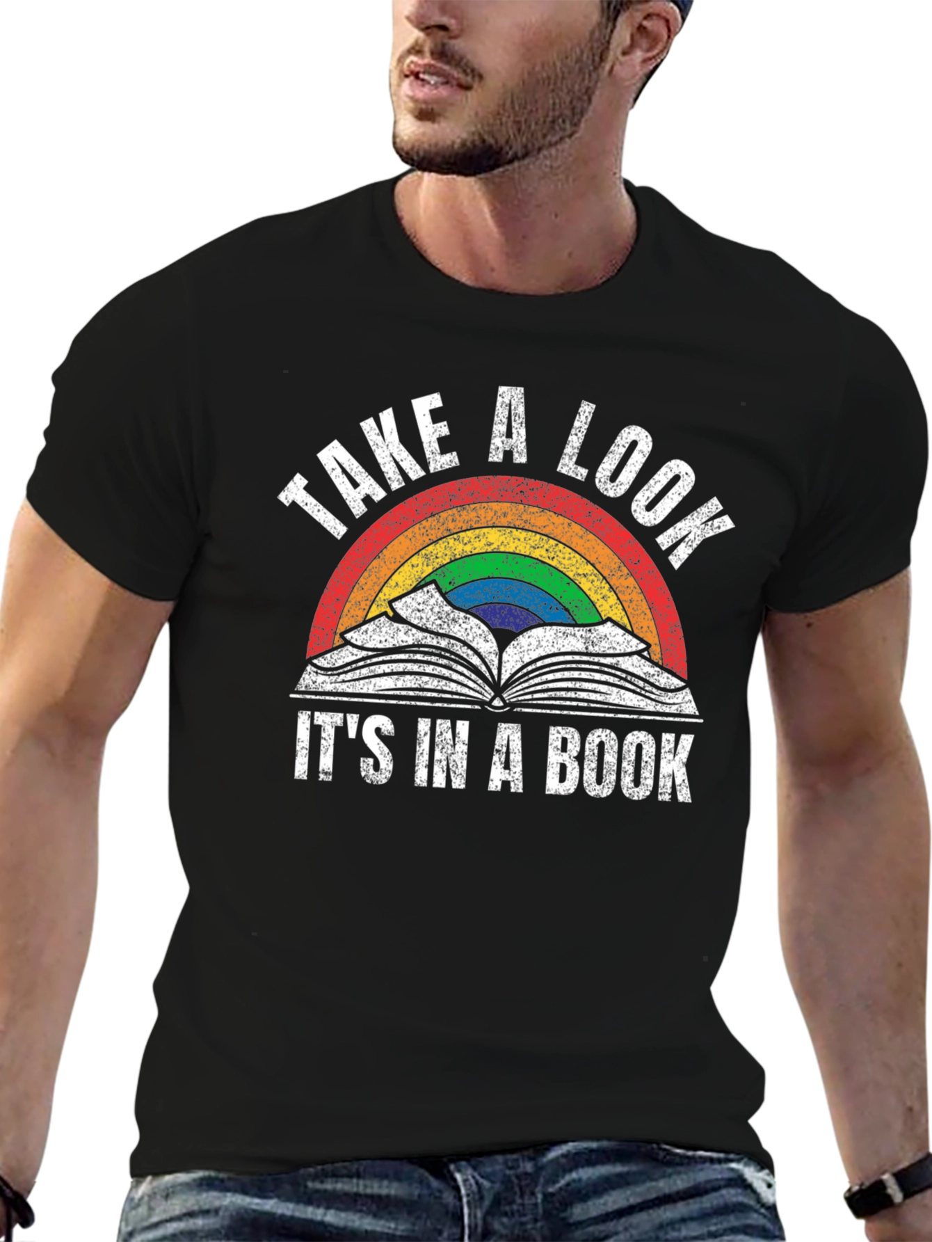 Take a Look T-Shirt - Book Rainbow Design