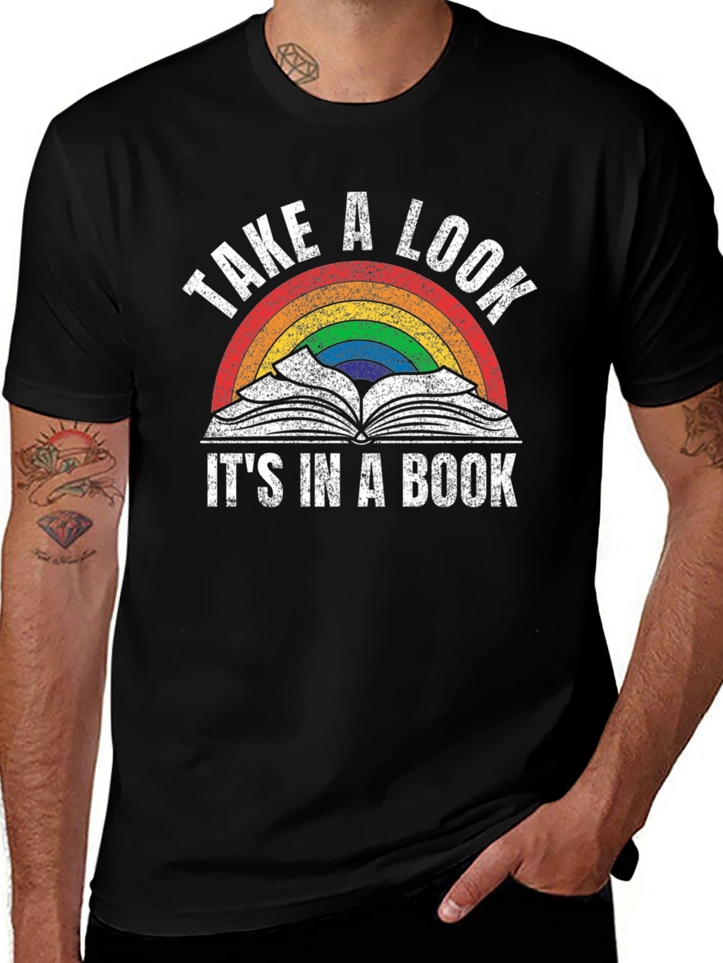 Take a Look T-Shirt - Book Rainbow Design