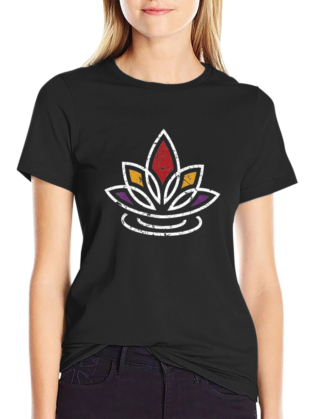 Lotus Flower Graphic Tee - Distressed Print
