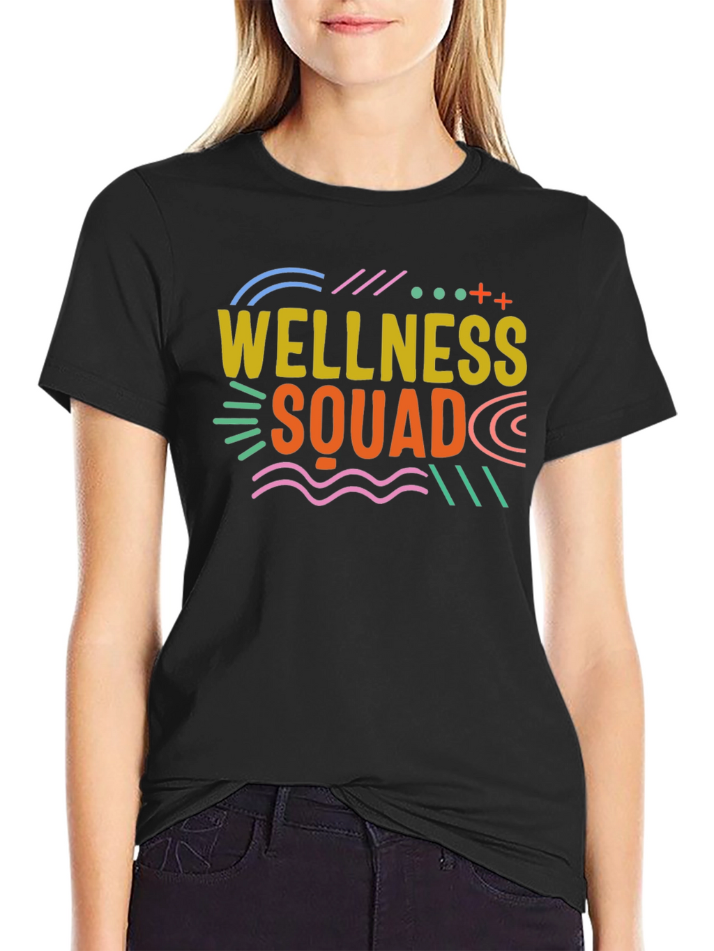 Wellness Squad Black Graphic T-Shirt
