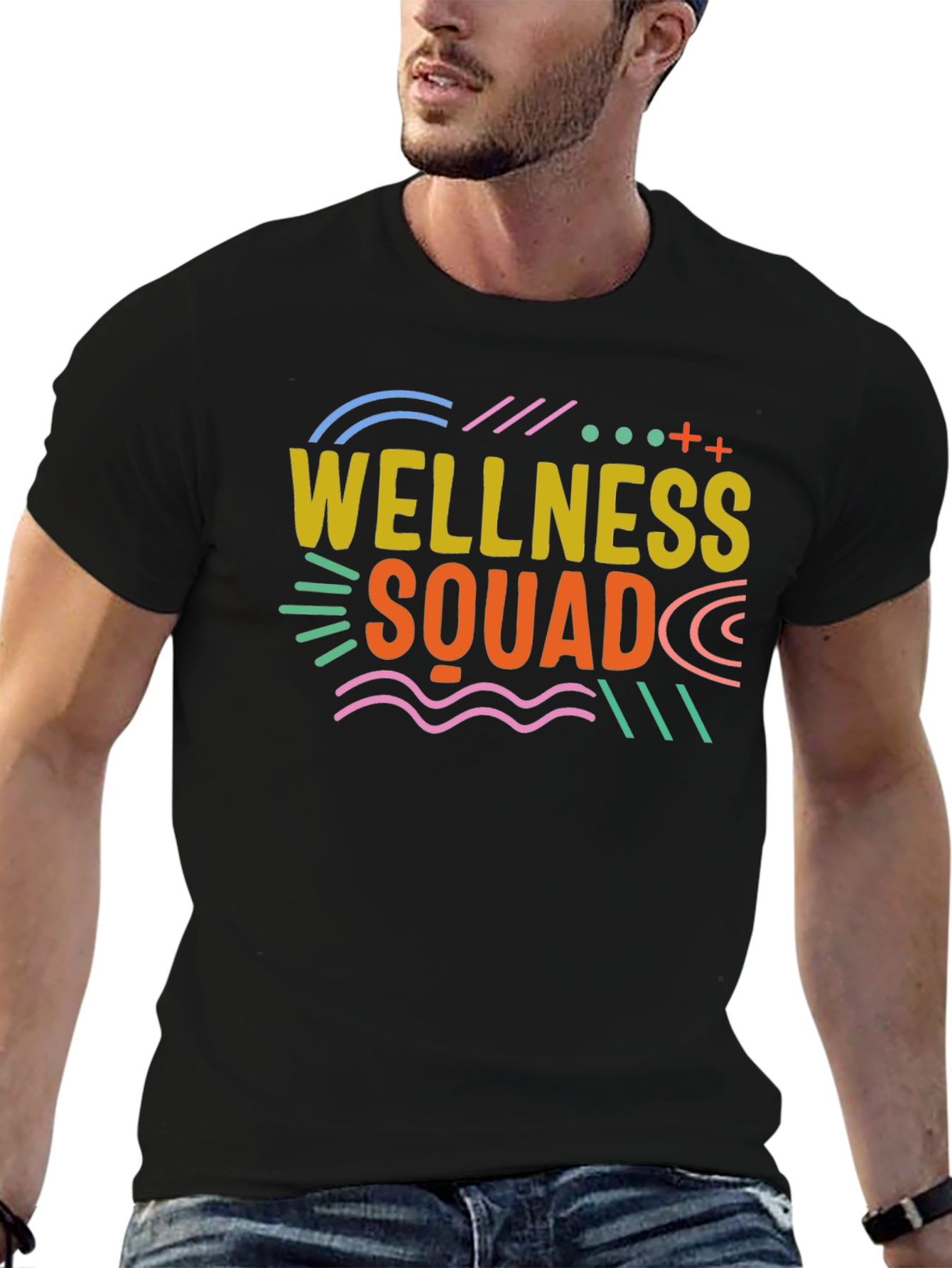Wellness Squad Black Graphic T-Shirt