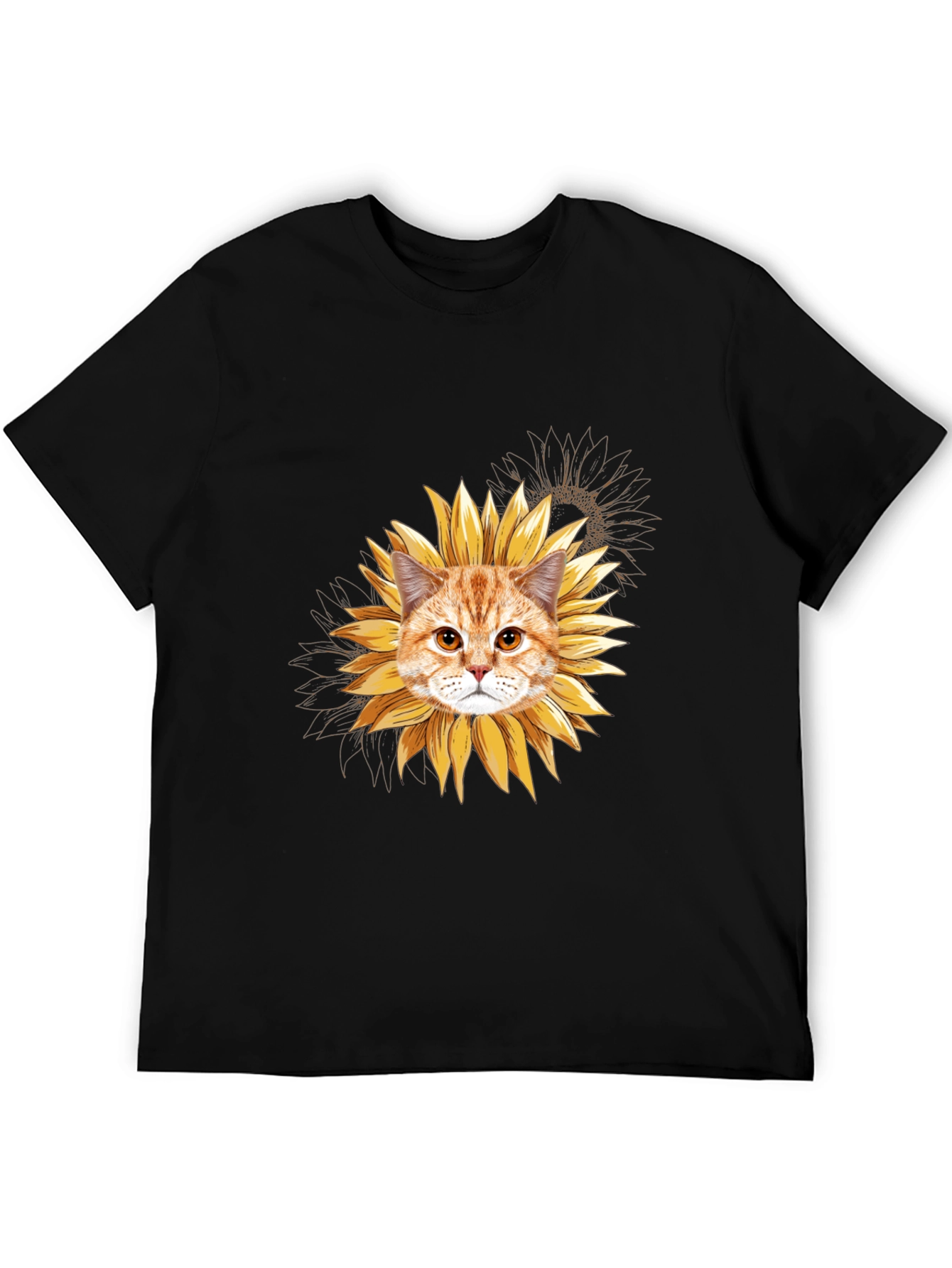 Sunflower Cat T-Shirt: Unique Floral Feline Tee
