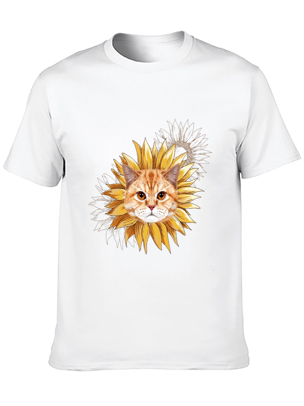 Sunflower Cat T-Shirt: Unique Floral Feline Tee