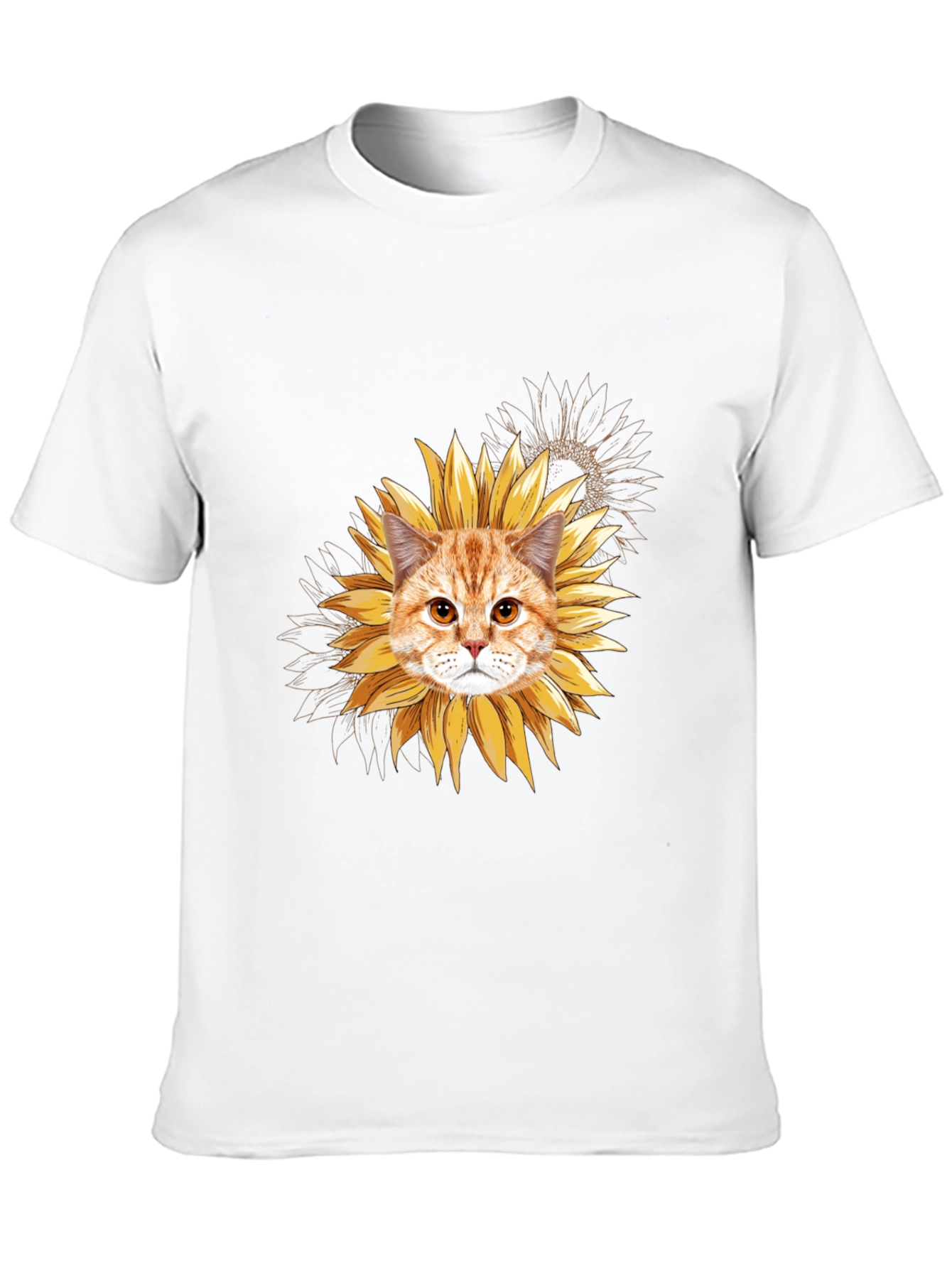 Sunflower Cat T-Shirt: Unique Floral Feline Tee
