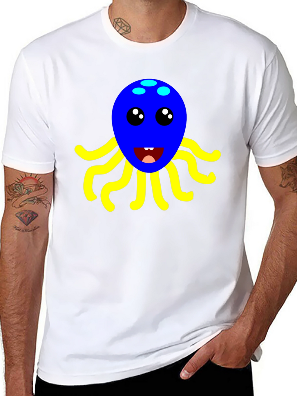 Cute Octopus Graphic Tee - Black Cotton Shirt