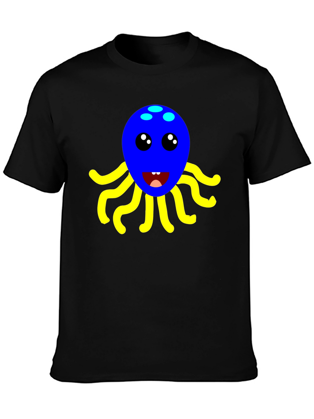 Cute Octopus Graphic Tee - Black Cotton Shirt