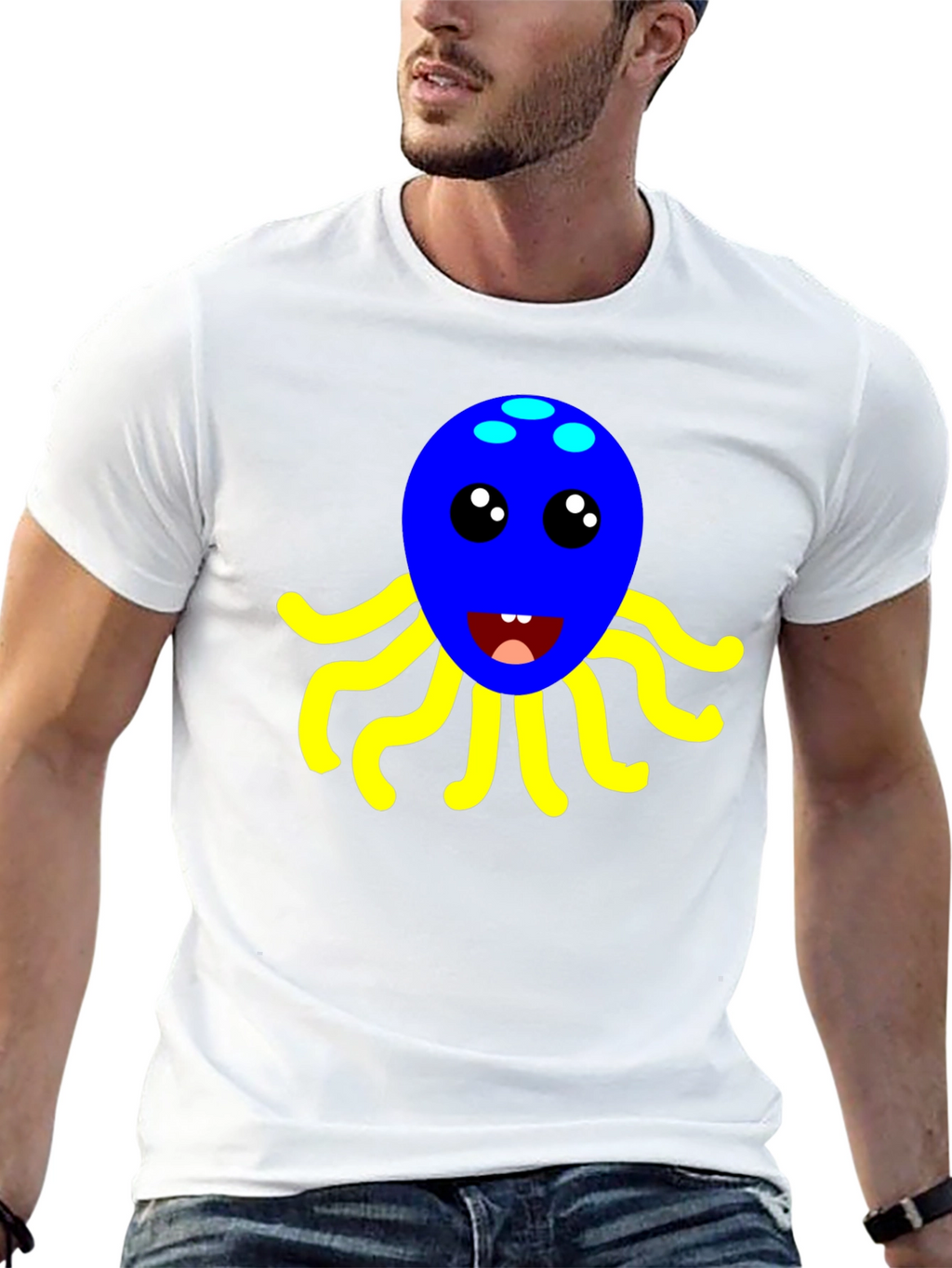 Cute Octopus Graphic Tee - Black Cotton Shirt