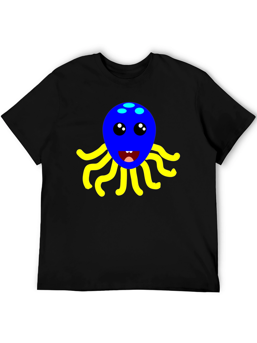 Cute Octopus Graphic Tee - Black Cotton Shirt