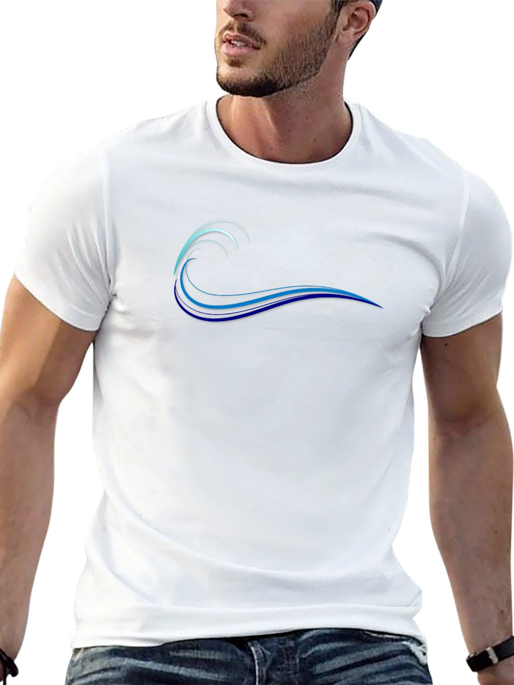 Mens Black Wave Graphic Tee