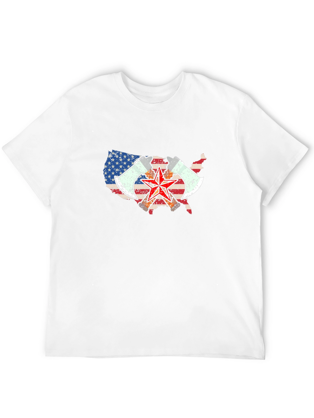 USA Map Axe & Star Graphic T-Shirt - Black
