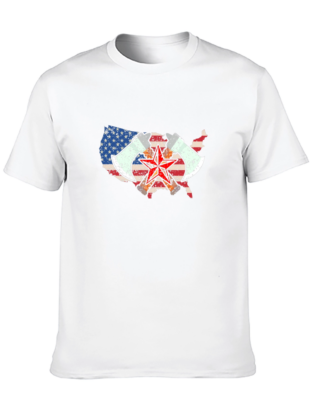 USA Map Axe & Star Graphic T-Shirt - Black