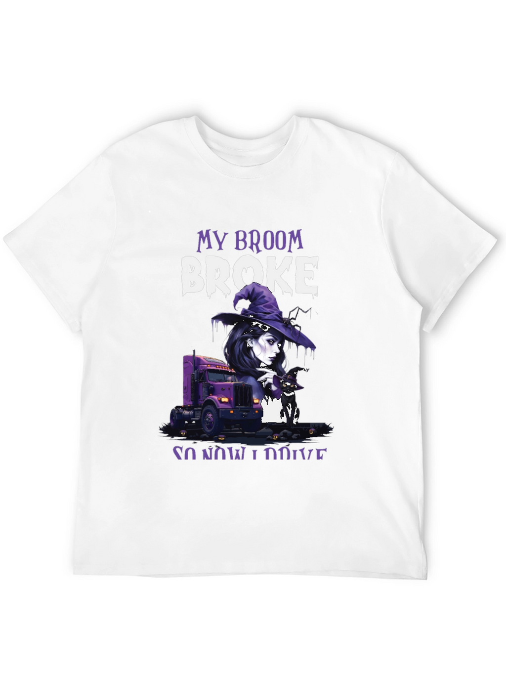 My Broom Broke Trucker Halloween T-Shirt