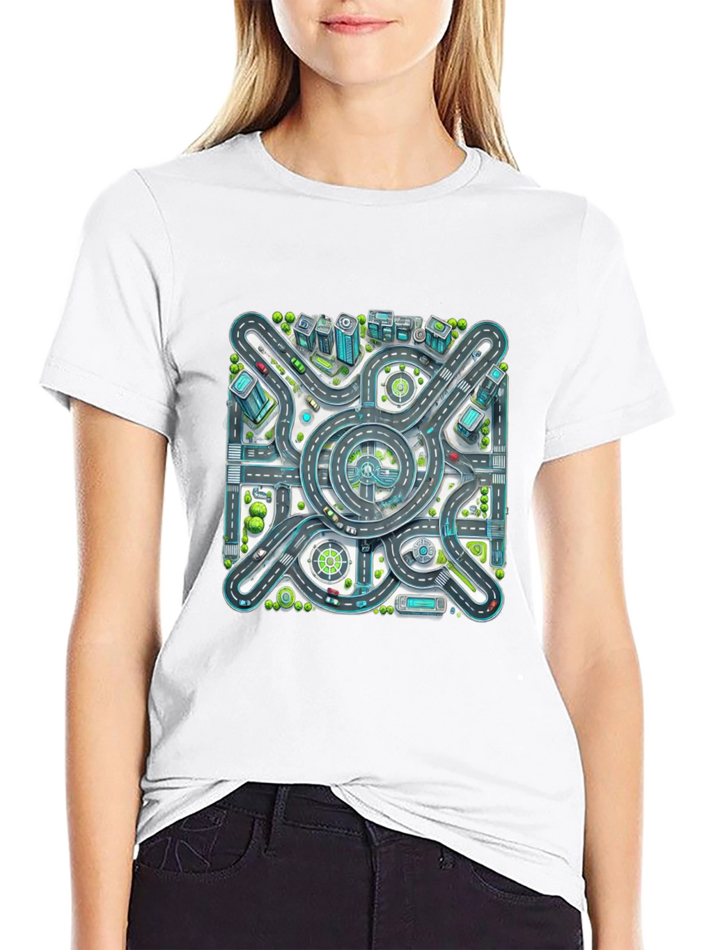 Roadmap Graphic Tee - Cityscape Design