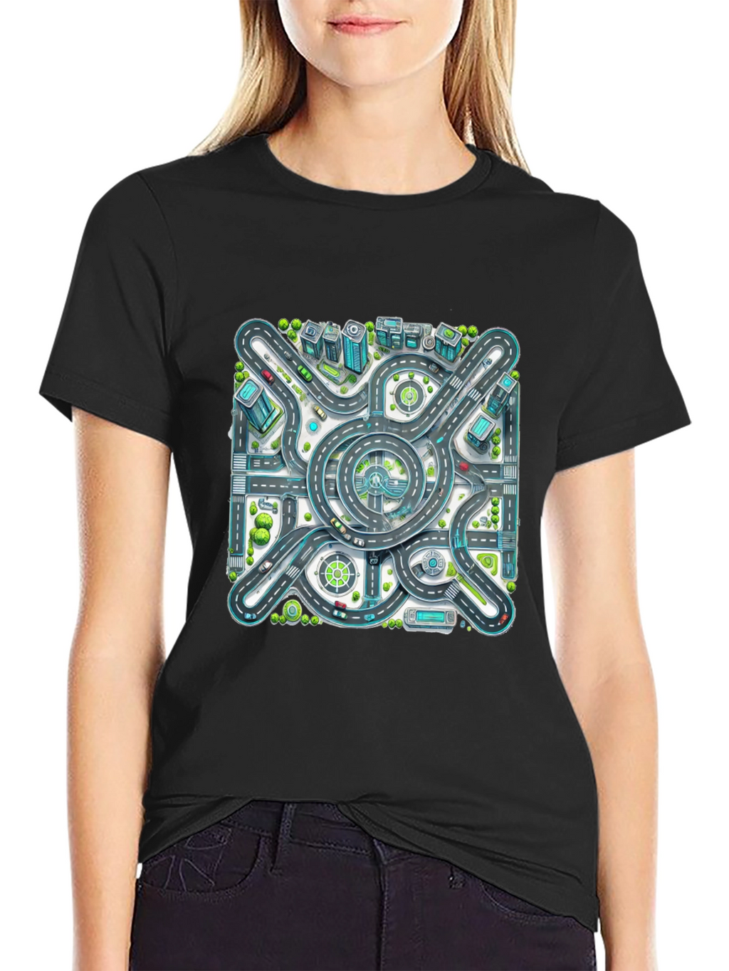 Roadmap Graphic Tee - Cityscape Design