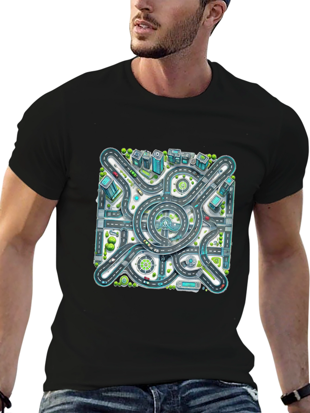 Roadmap Graphic Tee - Cityscape Design