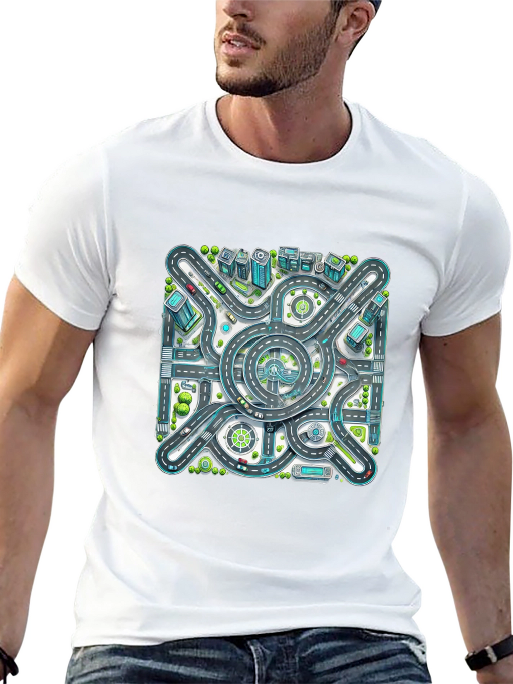 Roadmap Graphic Tee - Cityscape Design