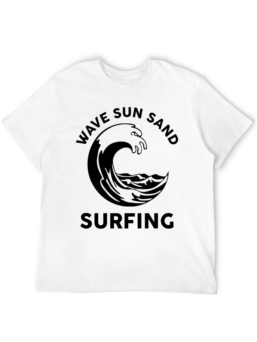 Wave Sun Sand Surfing Black Graphic Tee