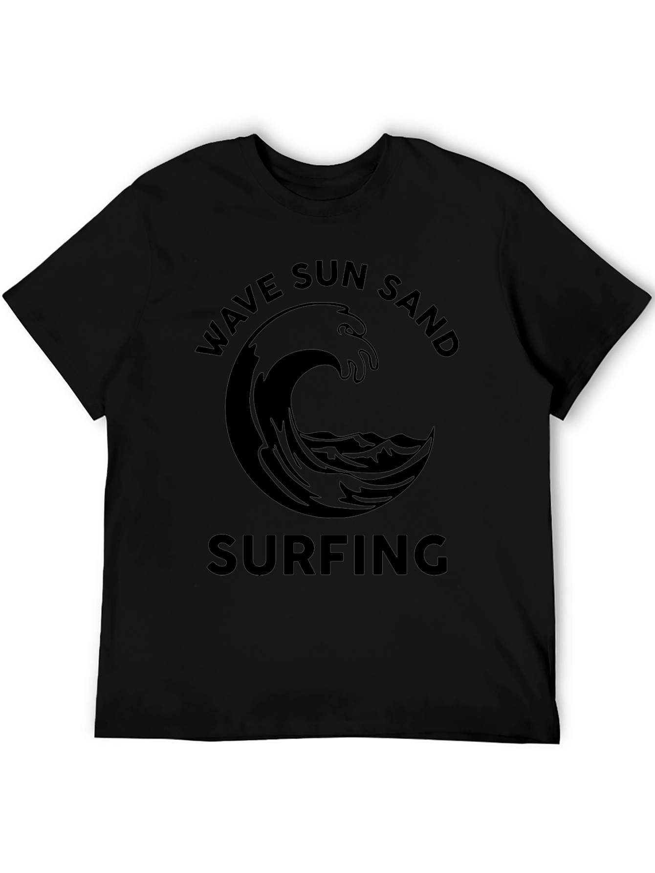 Wave Sun Sand Surfing Black Graphic Tee