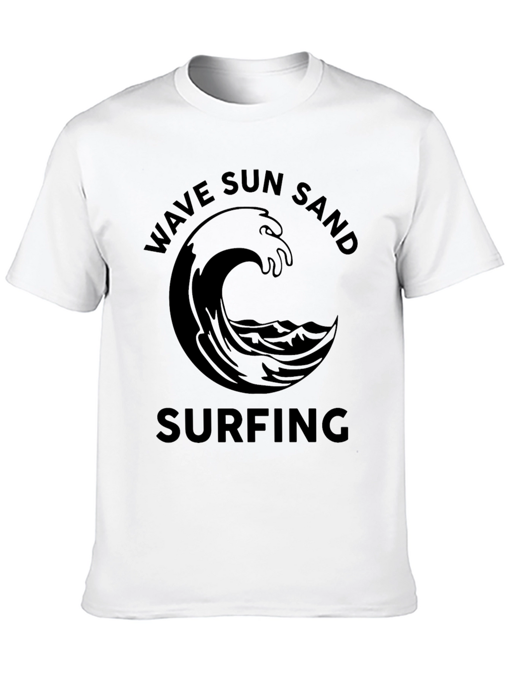 Wave Sun Sand Surfing Black Graphic Tee
