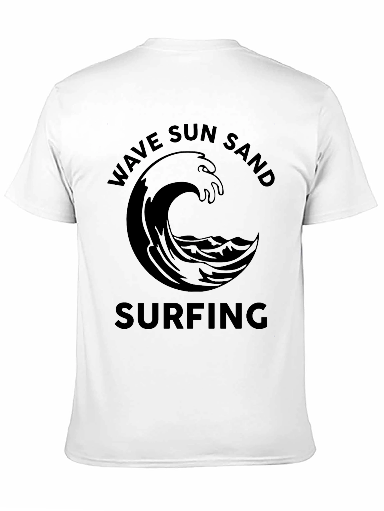 Wave Sun Sand Surfing Black Graphic Tee