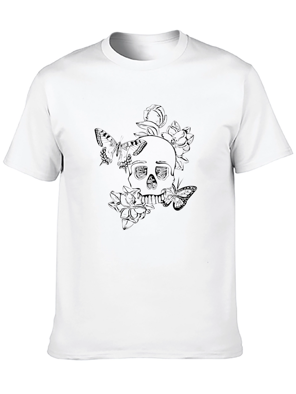 Skull & Butterfly Graphic Tee - Soft Cotton Blend