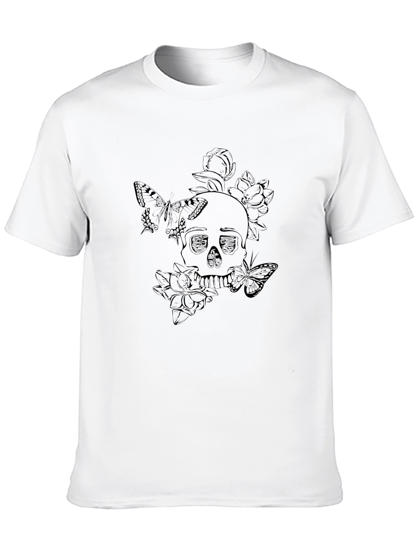 Skull & Butterfly Graphic Tee - Soft Cotton Blend