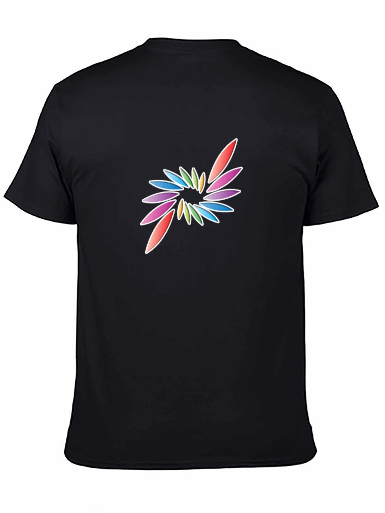 Mens Black T-Shirt with Colorful Abstract Graphic