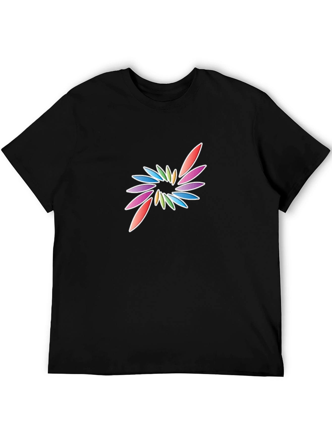 Mens Black T-Shirt with Colorful Abstract Graphic
