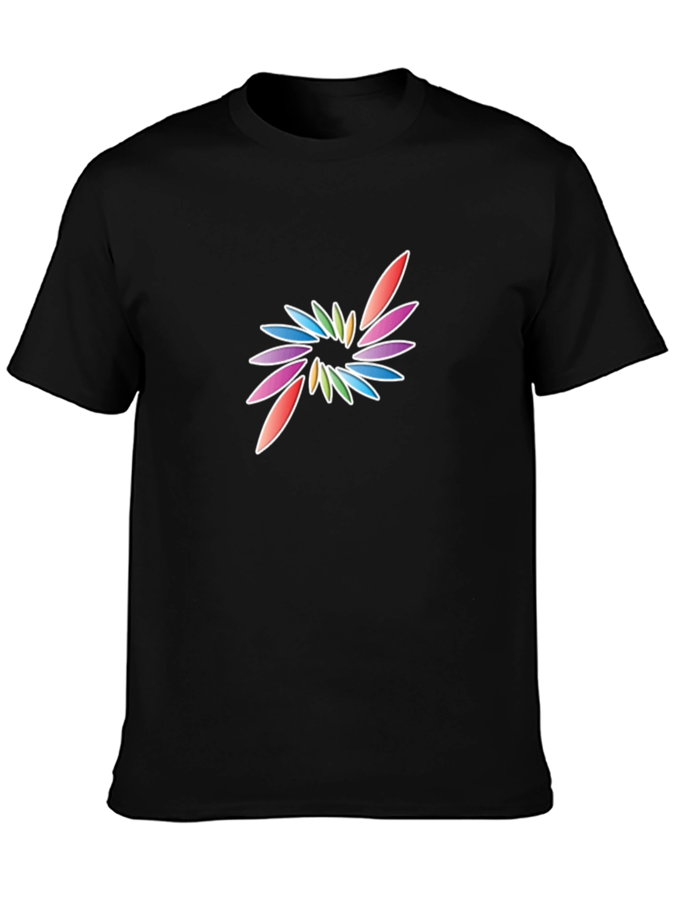 Mens Black T-Shirt with Colorful Abstract Graphic