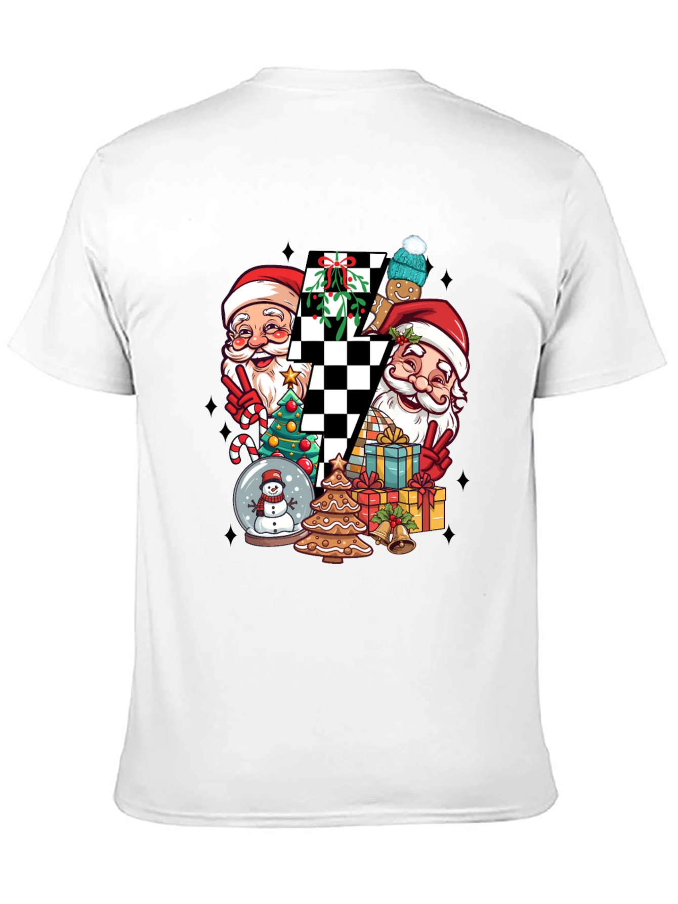 Holiday Santa Checkerboard Graphic Tee