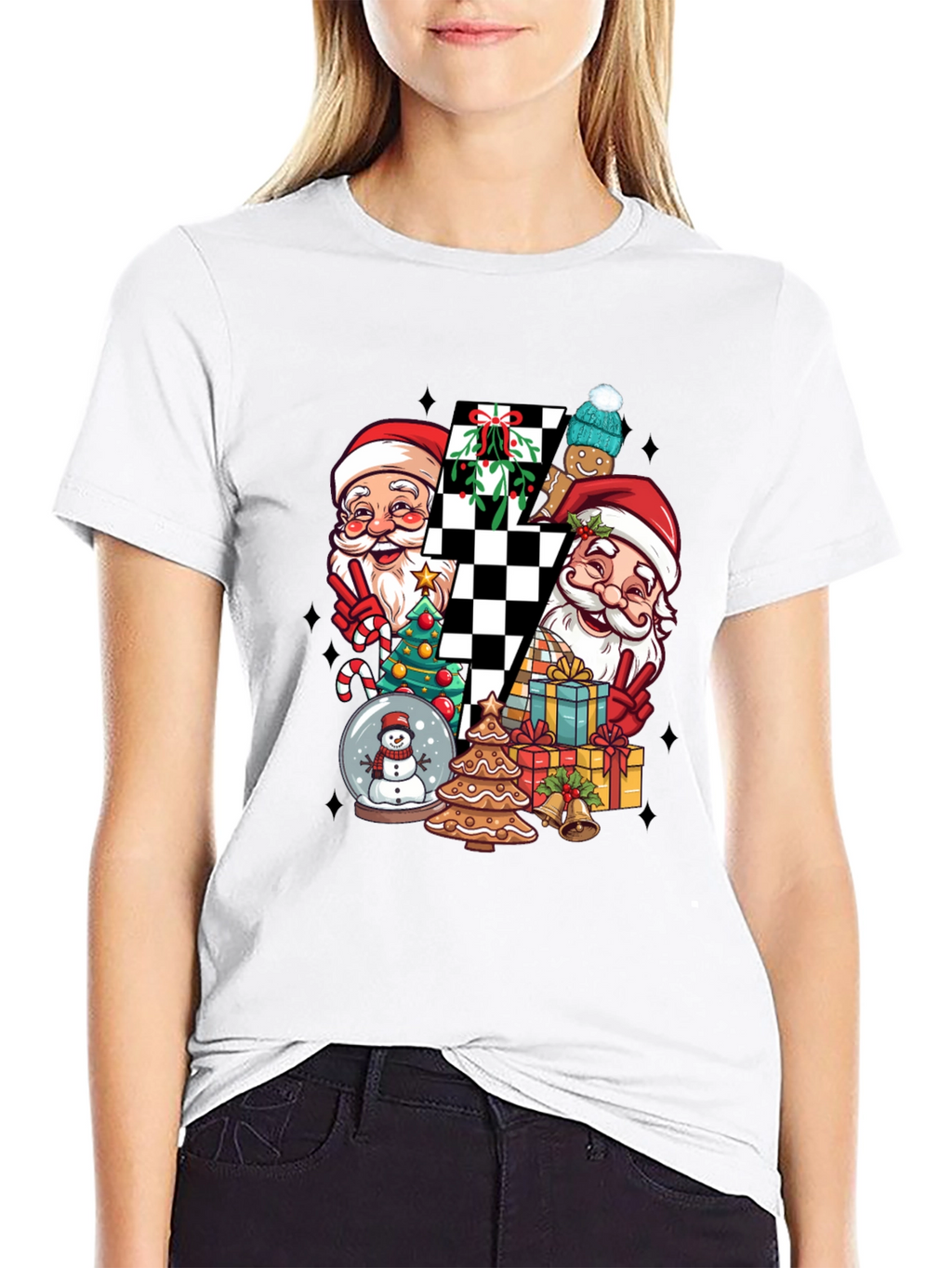 Holiday Santa Checkerboard Graphic Tee