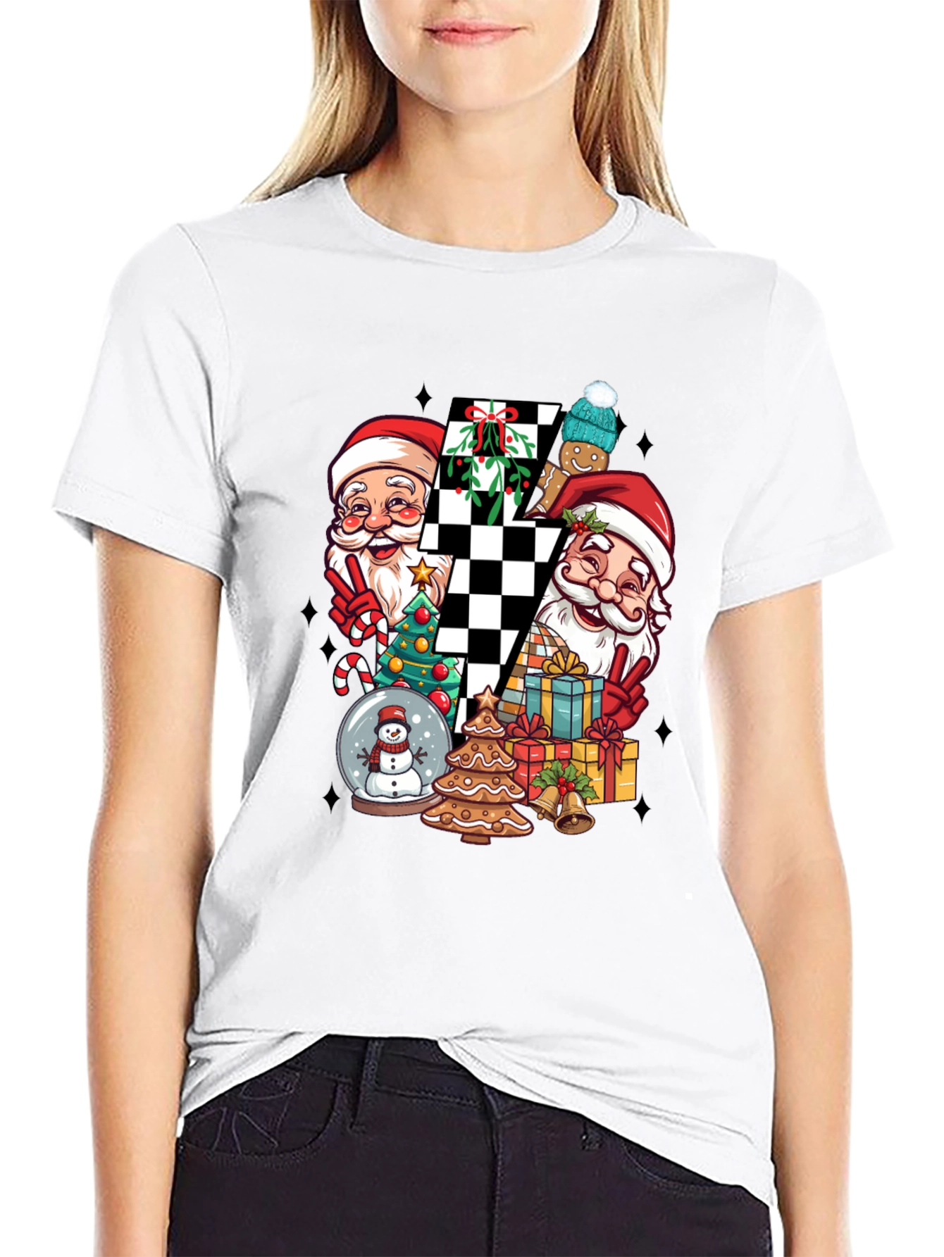 Holiday Santa Checkerboard Graphic Tee